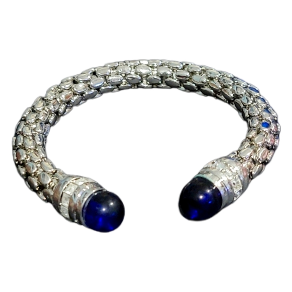 Off Park Collection Blue and White Crystal Silver Tone Cuff Bracelet NIB